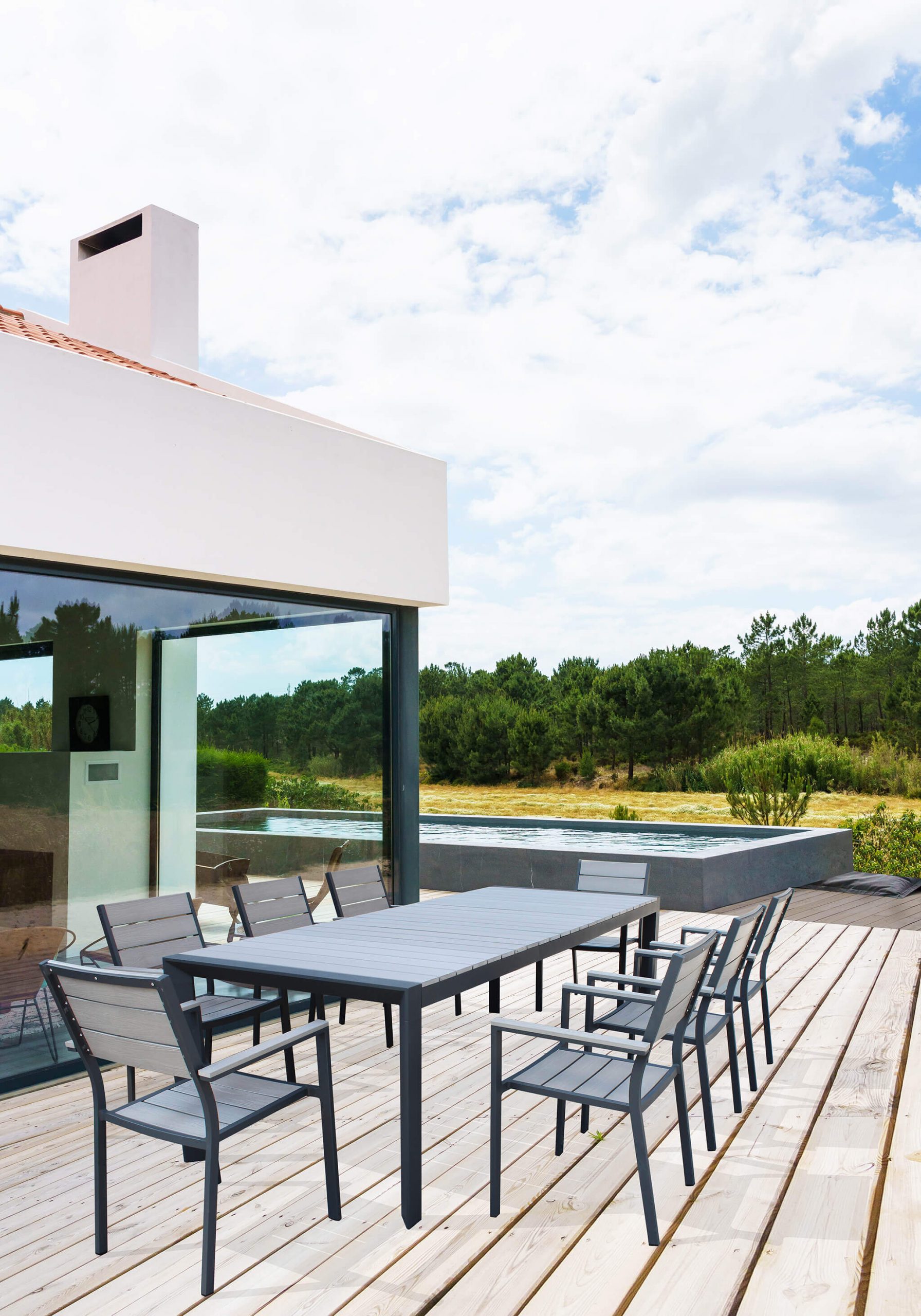 TAVOLO CON PIANO POLYWOOD FLORIDA 162/242 ANTRACITE - immagine 7